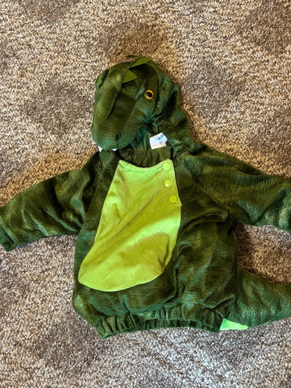 6-12 Month Target Dark Green and Light Green Plush Dinosaur Halloween Costume
